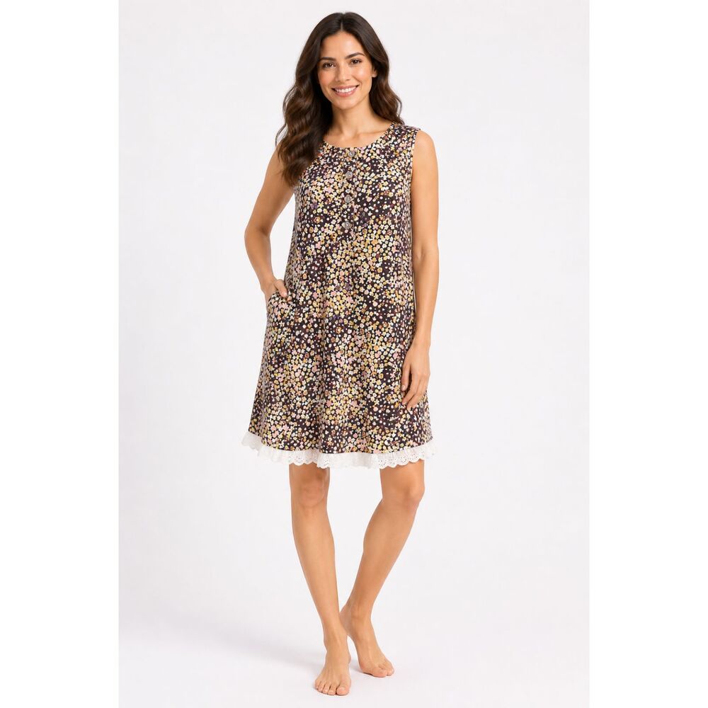 SweetHoney Sleeveless Ditsy Floral Pajama Gown Dreamer Gown Night Dress M NWOT
